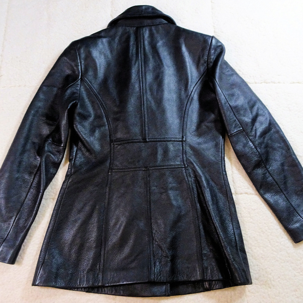 Jones New York Black Leather Coat Small - Picture 2 of 6